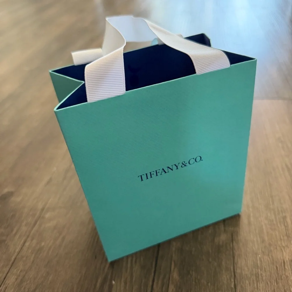 TIFFANY & CO Turquoise Blue Mini Paper Gift Bags Tote Reusable V Day Birthday